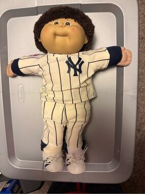 New York Yankees Pinstripe Baseball Doll - Cream & Navy